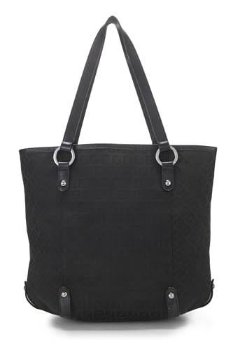 Fendi,  Black Zucchino Canvas Tote Small, Black
