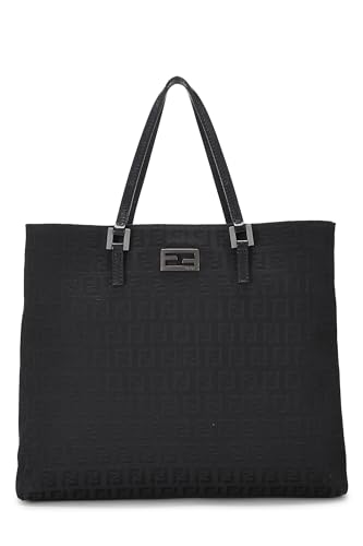 Fendi,  Black Zucchino Canvas Tote Small, Black
