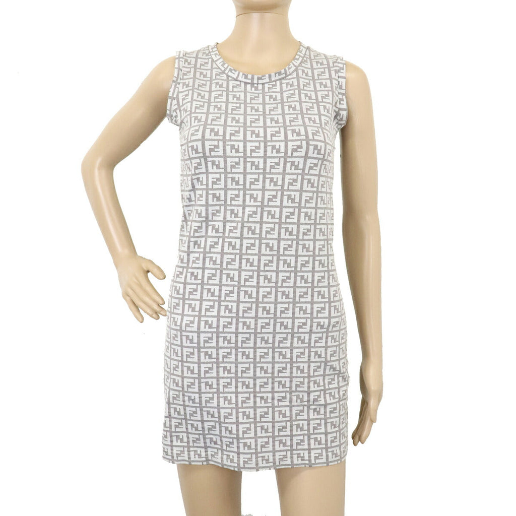 Fendi Zucca Pattern Sleeveless Dress