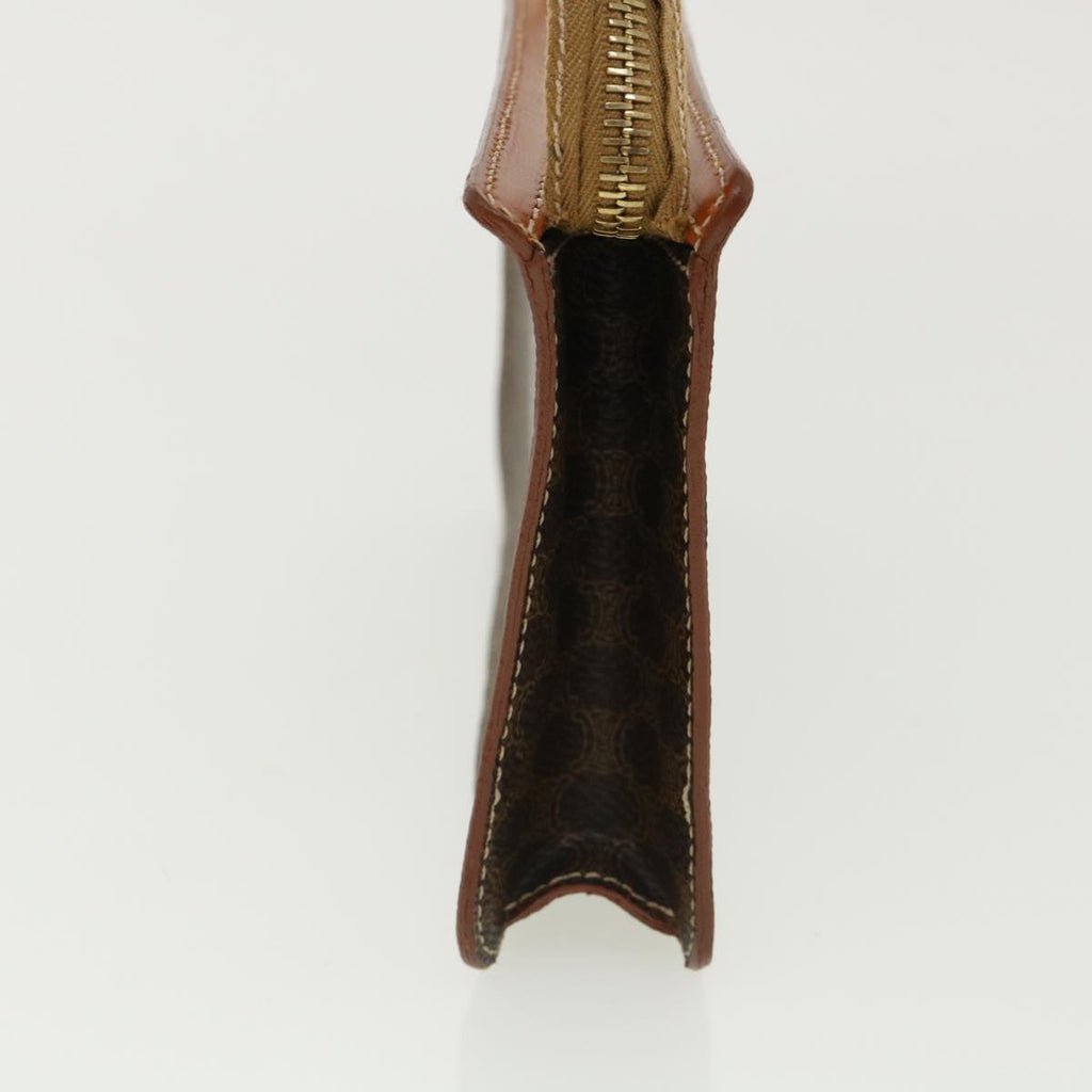 CELINE Macadam Canvas Accessory Pouch Brown Auth 32096A