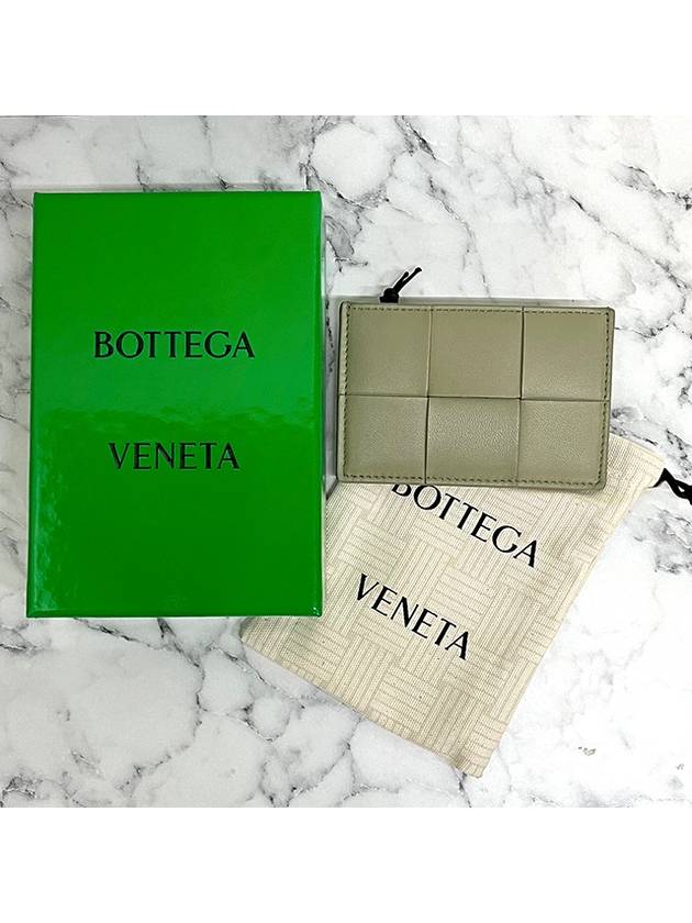 Bottega Veneta Intrecciato Lambskin Calfskin Card Wallet Travertine