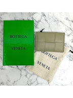 Bottega Veneta Intrecciato Lambskin Calfskin Card Wallet Travertine