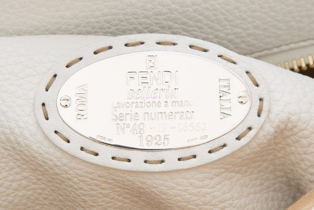 Fendi Cream Python Large Peekaboo Top Handle Bag