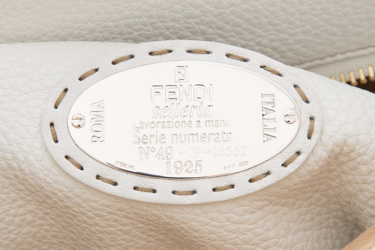 Fendi Cream Python Large Peekaboo Top Handle Bag