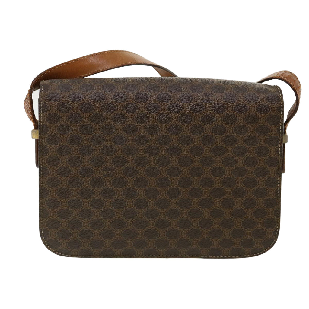 CELINE Macadam Canvas Shoulder Bag PVC Leather Brown  32152