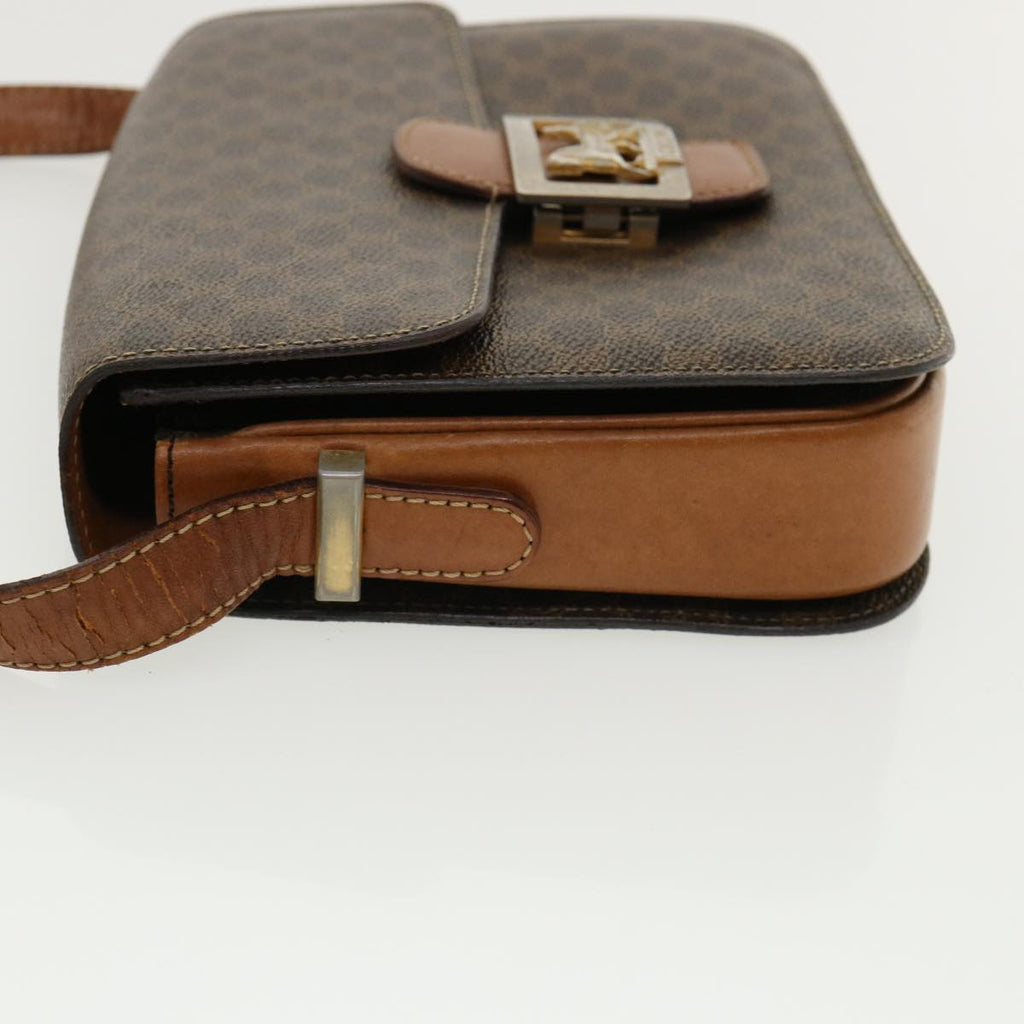 CELINE Macadam Canvas Shoulder Bag PVC Leather Brown  32152