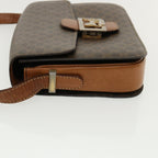 CELINE Macadam Canvas Shoulder Bag PVC Leather Brown  32152