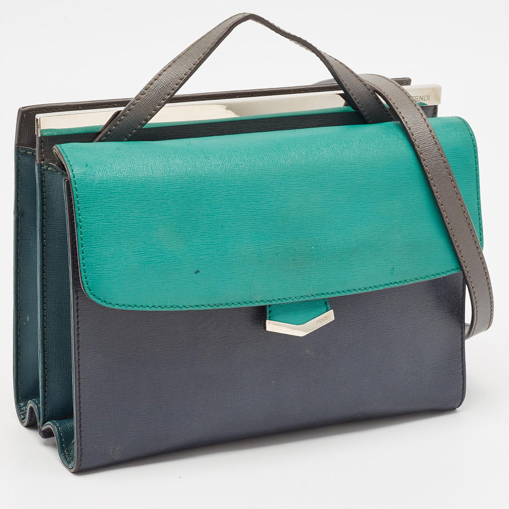 Fendi Tricolor Leather Small Demi Jour Top Handle Bag