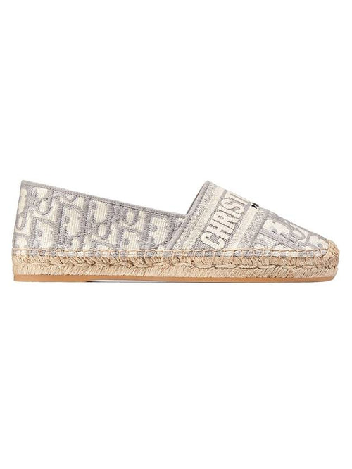 Granville Oblique Embroidered Cotton Espadrilles Grey Dior