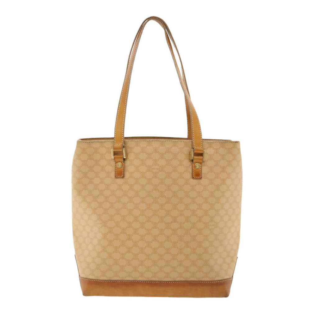 CELINE Macadam Canvas Shoulder Bag PVC Leather Beige  32391