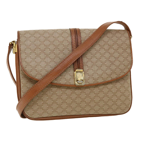CELINE Macadam Canvas Shoulder Bag Beige  32455