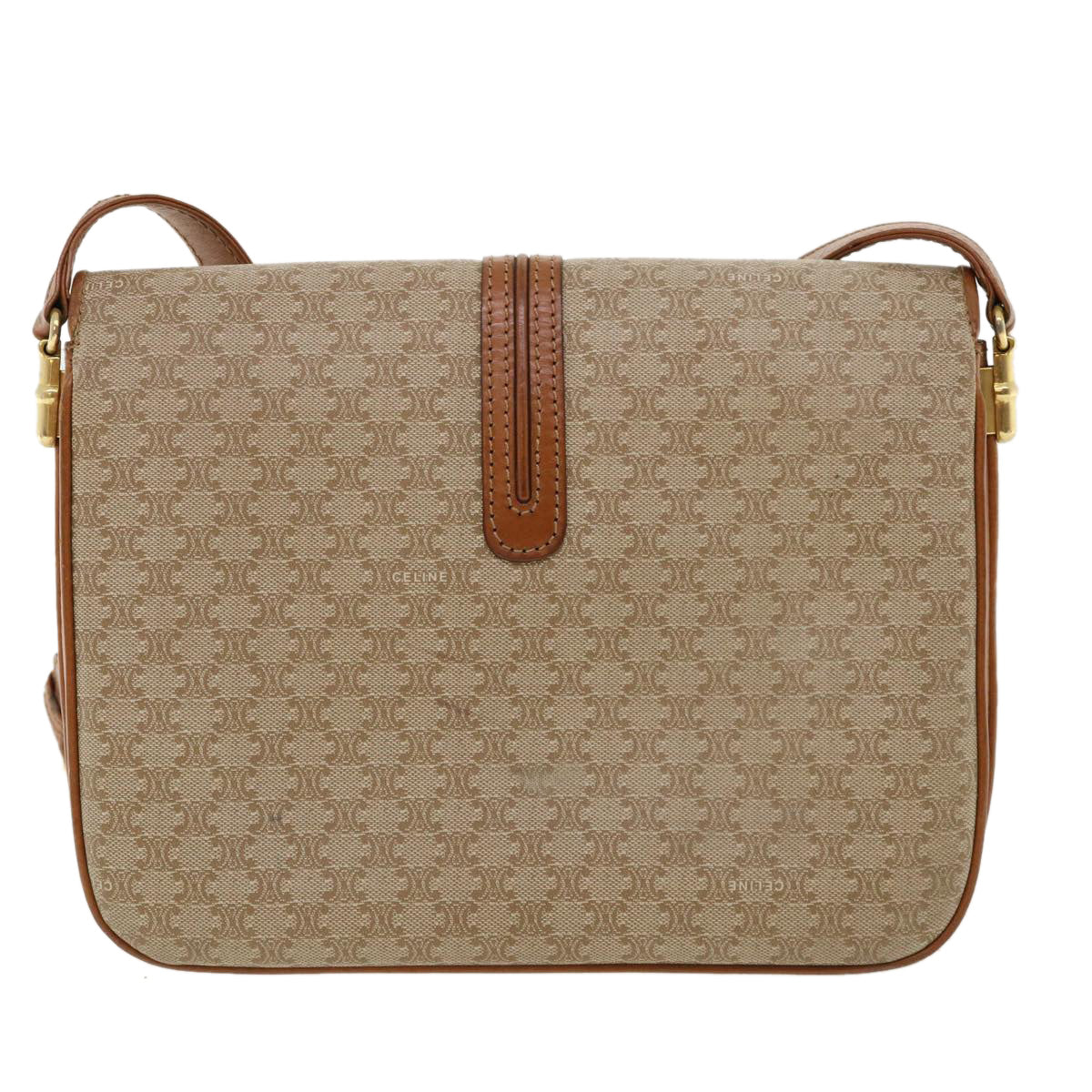 CELINE Macadam Canvas Shoulder Bag Beige  32455