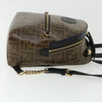 FENDI Zucca Canvas Backpack Coated Canvas Brown Black 8BZ038 Auth 32630A