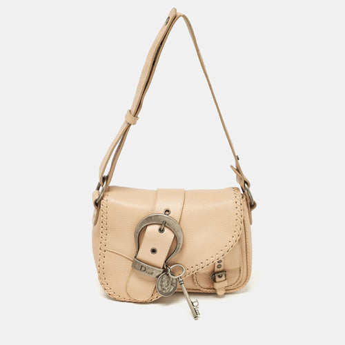 Dior Beige Leather Mini Gaucho Crossbody Bag