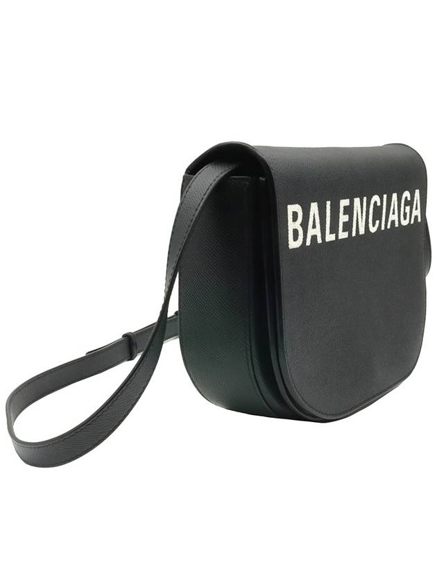 Balenciaga 542207 Black leather lettering logo Bill Day gold plated small cross bag