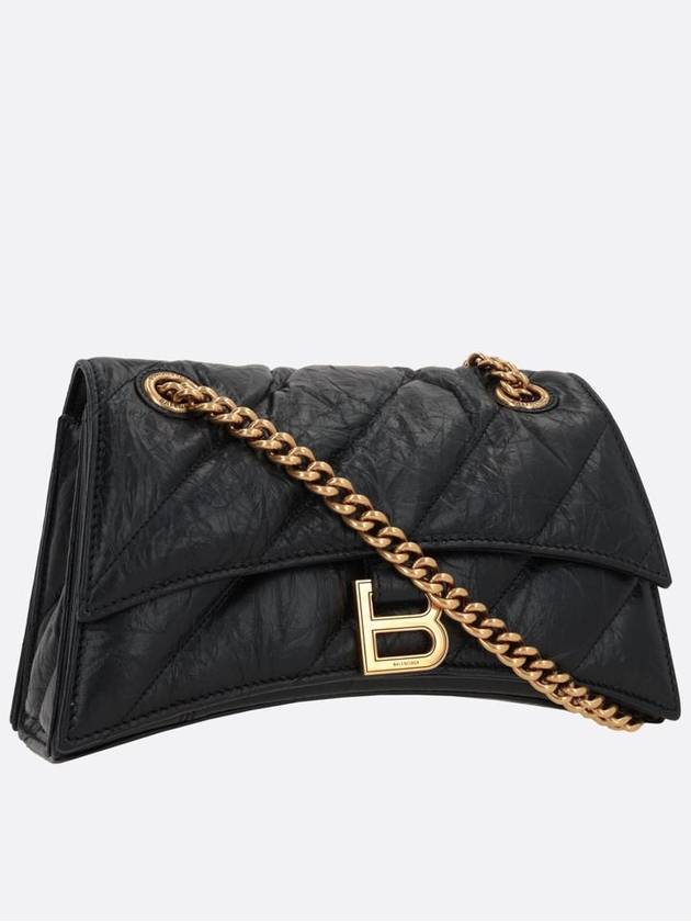 Balenciaga Women's Crush Logo Gold Chain Small Shoulder Bag Black