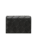 Bottega Veneta Intrecciato Tri-Fold Half Wallet Black