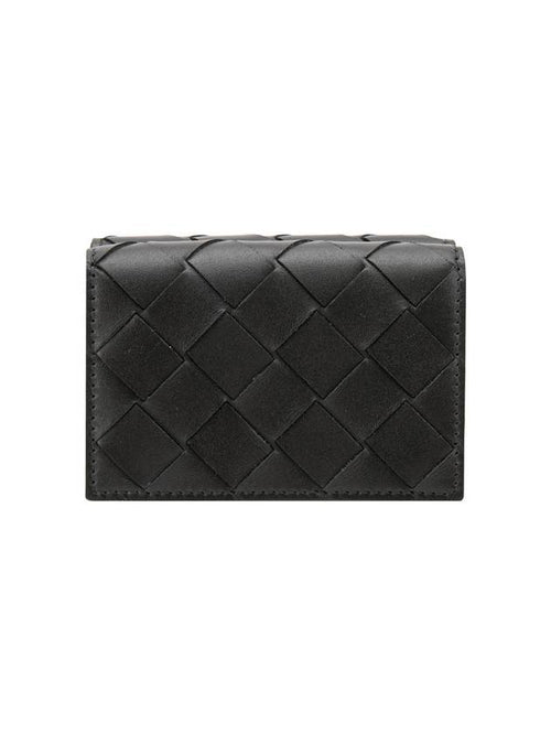 Bottega Veneta Intrecciato Tri-Fold Half Wallet Black