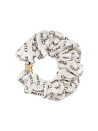 CELINE Rayure Bracelet Slik Scrunchy Gold White
