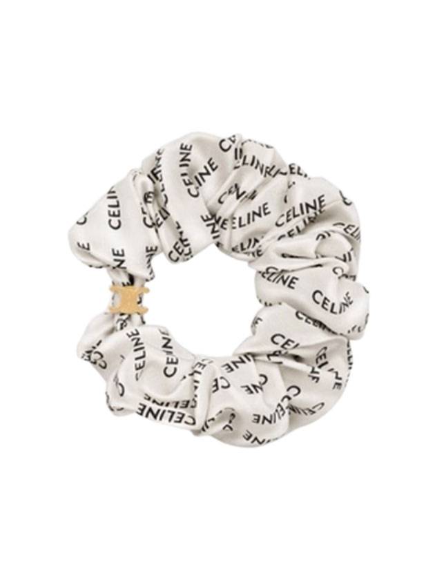 CELINE Rayure Bracelet Slik Scrunchy Gold White
