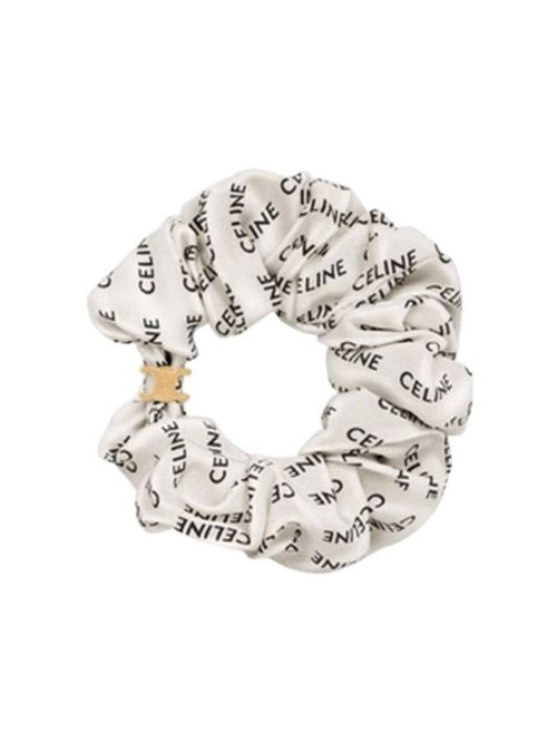 CELINE Rayure Bracelet Slik Scrunchy Gold White