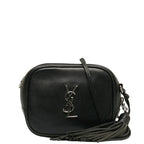 Saint Laurent Logo Blog Bag Fringe Tassel Sloping Shoulder Bag Black Leather  Saint Laurent