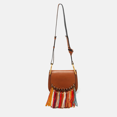 Chloe Brown Leather Small Hudson Fringe Shoulder Bag
