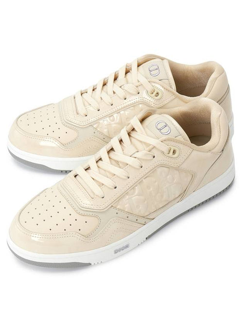 B27 Oblique Gravity Leather Low Top Sneakers Beige Dior