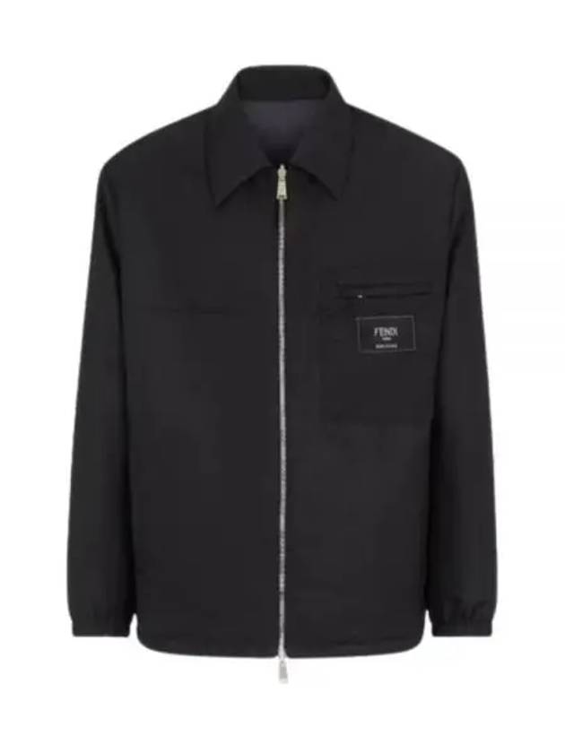 Fendi Nylon Reversible Zip-Up Jacket Black
