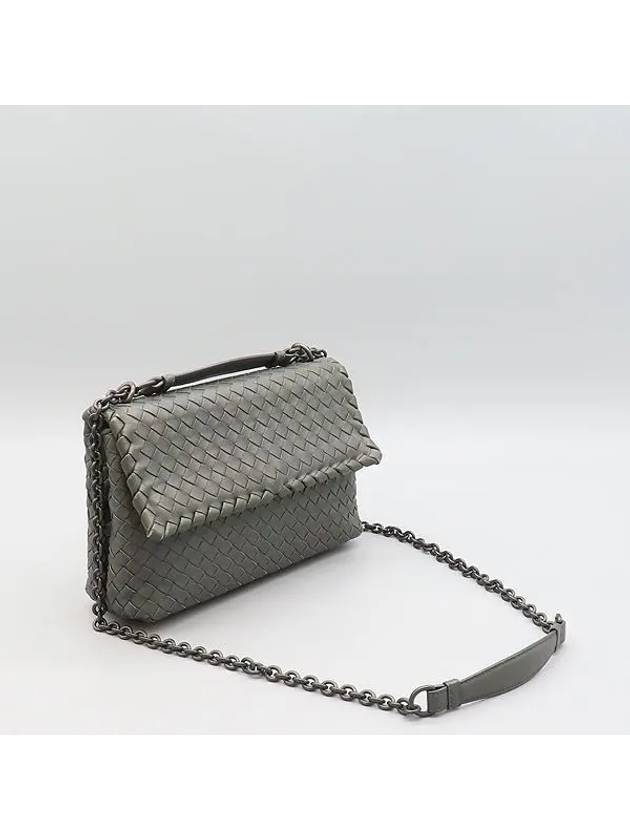 Bottega Veneta 386498 Gray Intrecciato Nappa Olympia shoulder bag and cross