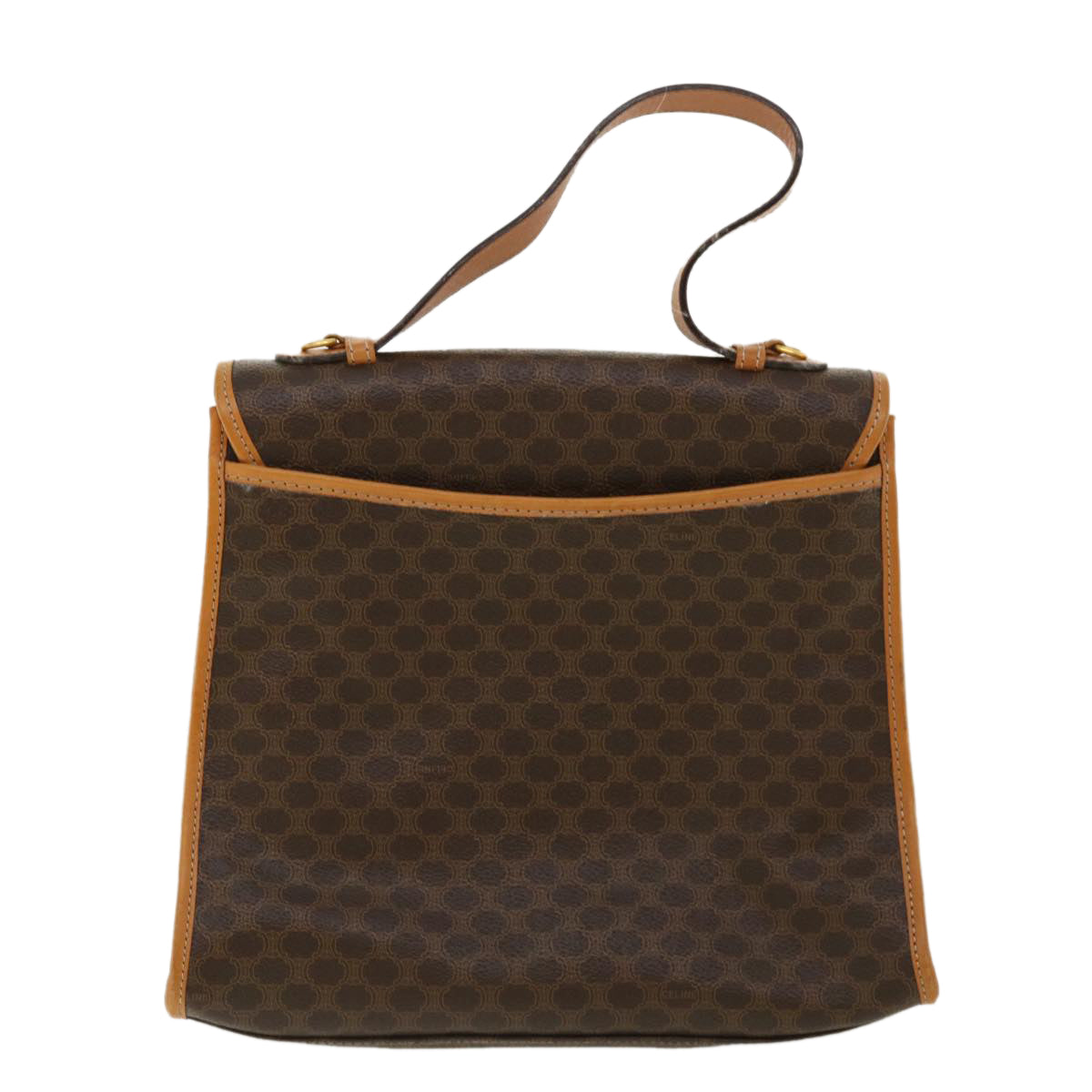 CELINE Macadam Canvas Hand Bag PVC Leather Brown Auth 33149
