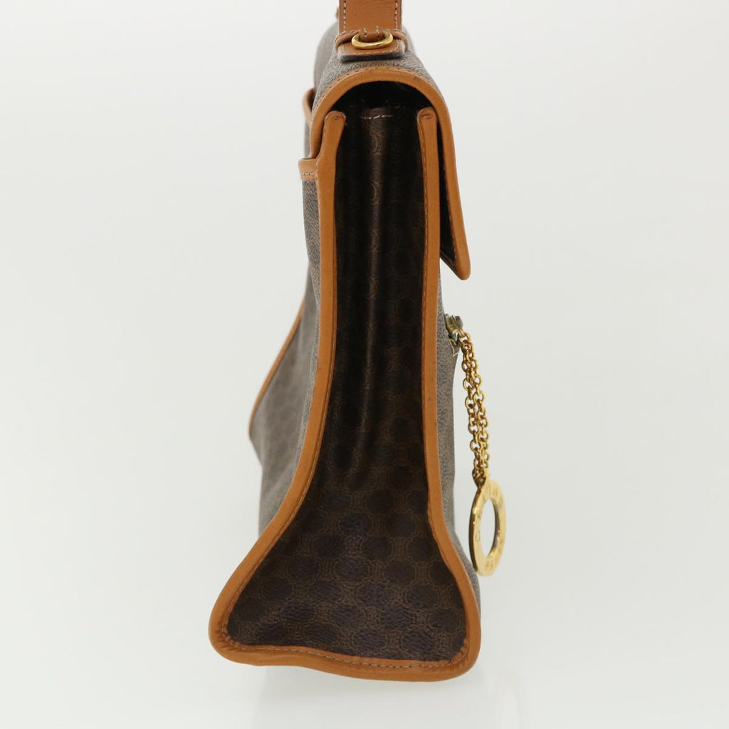 CELINE Macadam Canvas Hand Bag PVC Leather Brown Auth 33149