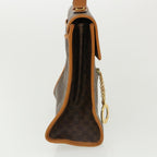 CELINE Macadam Canvas Hand Bag PVC Leather Brown Auth 33149