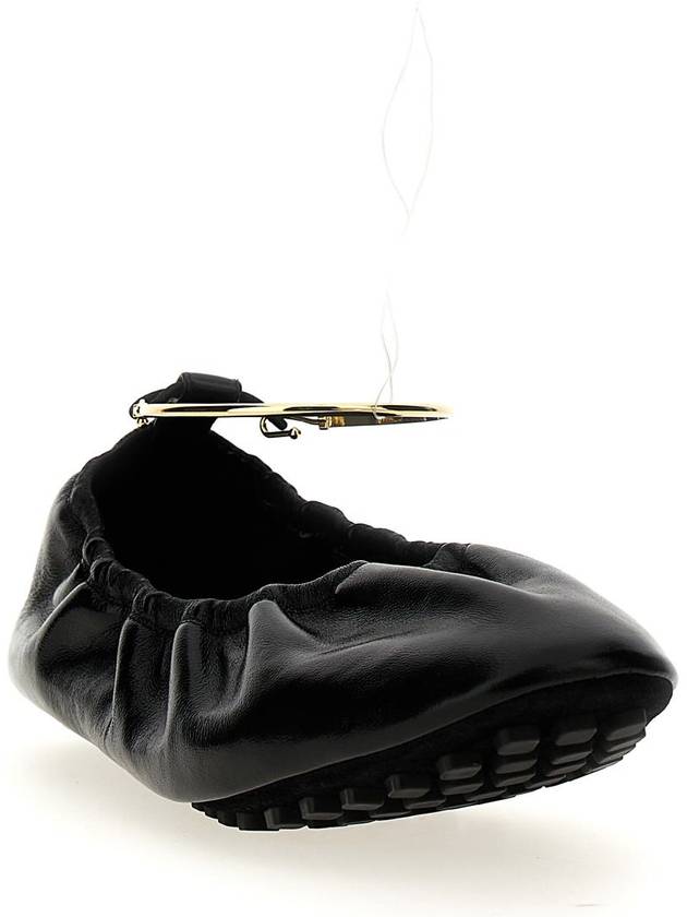 Fendi Filo Leather Ballerina Flat Black