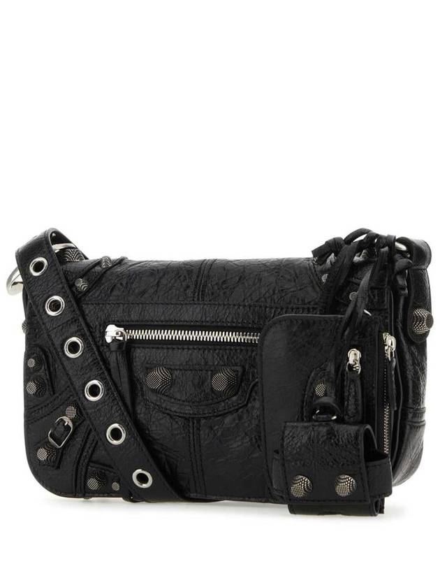 Balenciaga Zipper Stud Arena Lambskin Shoulder Bag Black