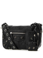 Balenciaga Zipper Stud Arena Lambskin Shoulder Bag Black