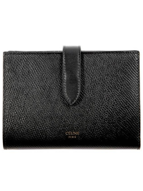 CELINE Medium Strap Grain Calfskin Medium Wallet Black