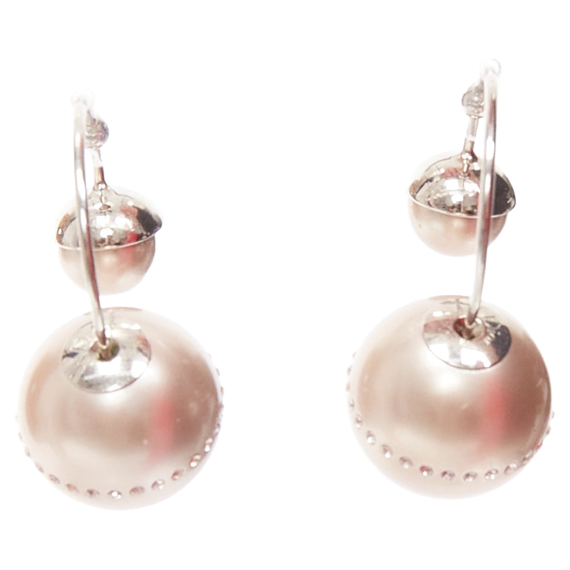Dior Tribales Pealescent Faux Pearls Crystal Orbital Pin Earrings