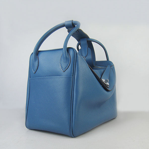 Hermes Lindy 34cm handbag 6208 blue Silver
