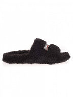 Balenciaga Furry Logo Slippers Black
