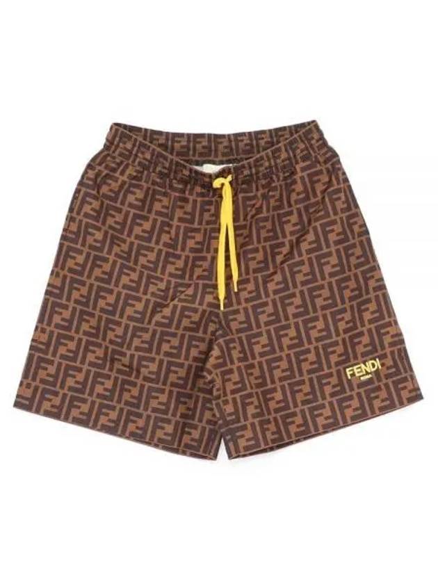 Fendi FF Logo All-Over Swim Shorts Brown