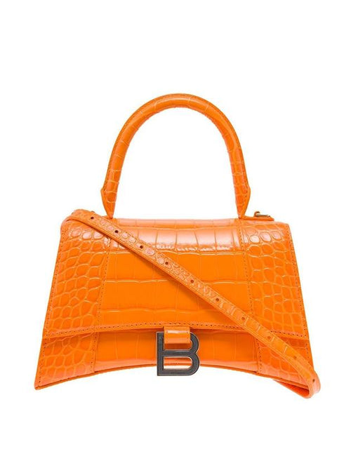Balenciaga Hourglass Crocker Print Leather Tote Bag Orange