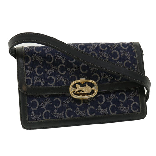 CELINE C Macadam Canvas Shoulder Bag Navy  33902