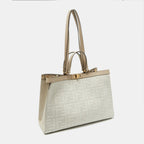 Fendi Beige Zucca Canvas And Leather Medium Ff Peekaboo X Tote..