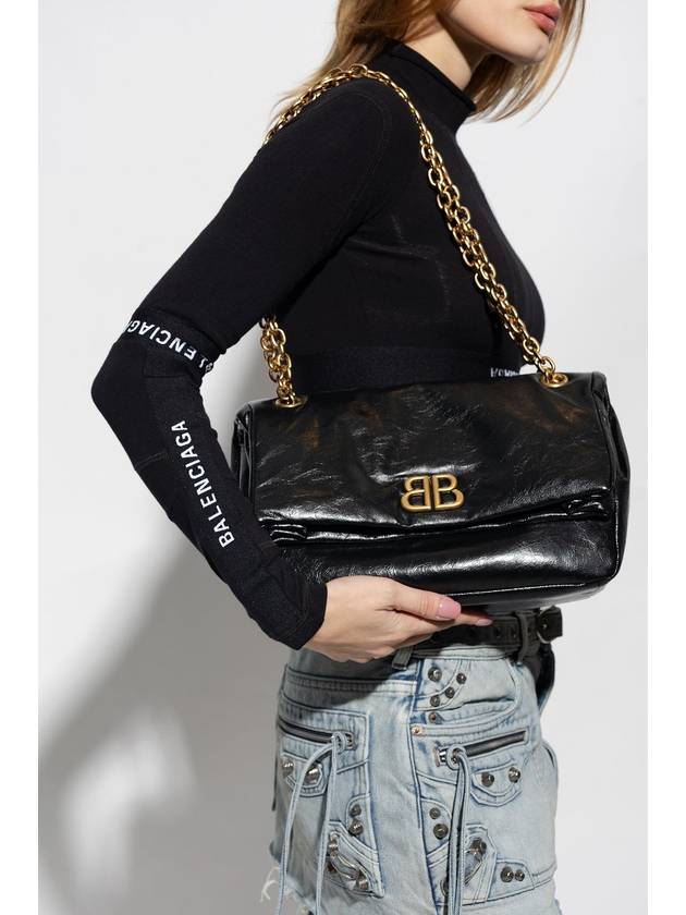 Balenciaga Monaco Small Chain Shoulder Bag Black