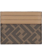 Fendi FF Logo Card Wallet Brown