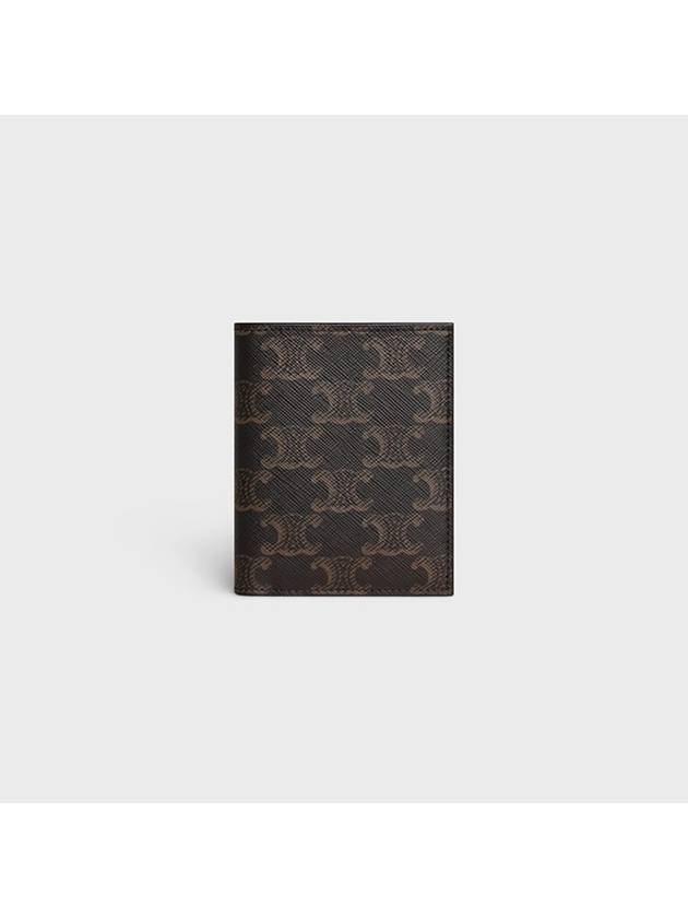 CELINE Triomphe Canvas Compact Half Wallet Black