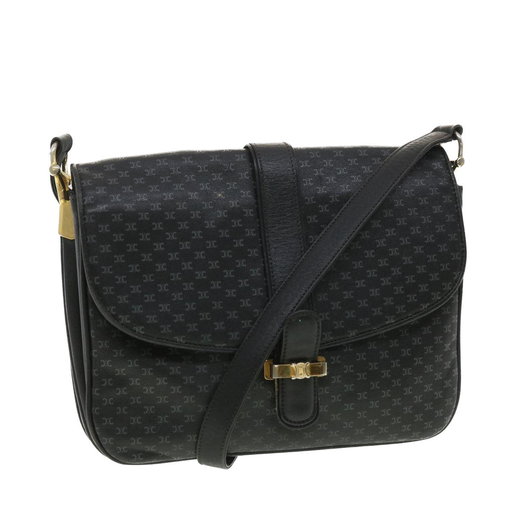 CELINE Shoulder Bag Leather Black  34008