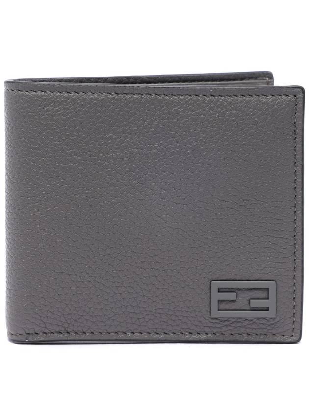 Fendi FF Leather Half Wallet Grey