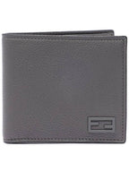 Fendi FF Leather Half Wallet Grey
